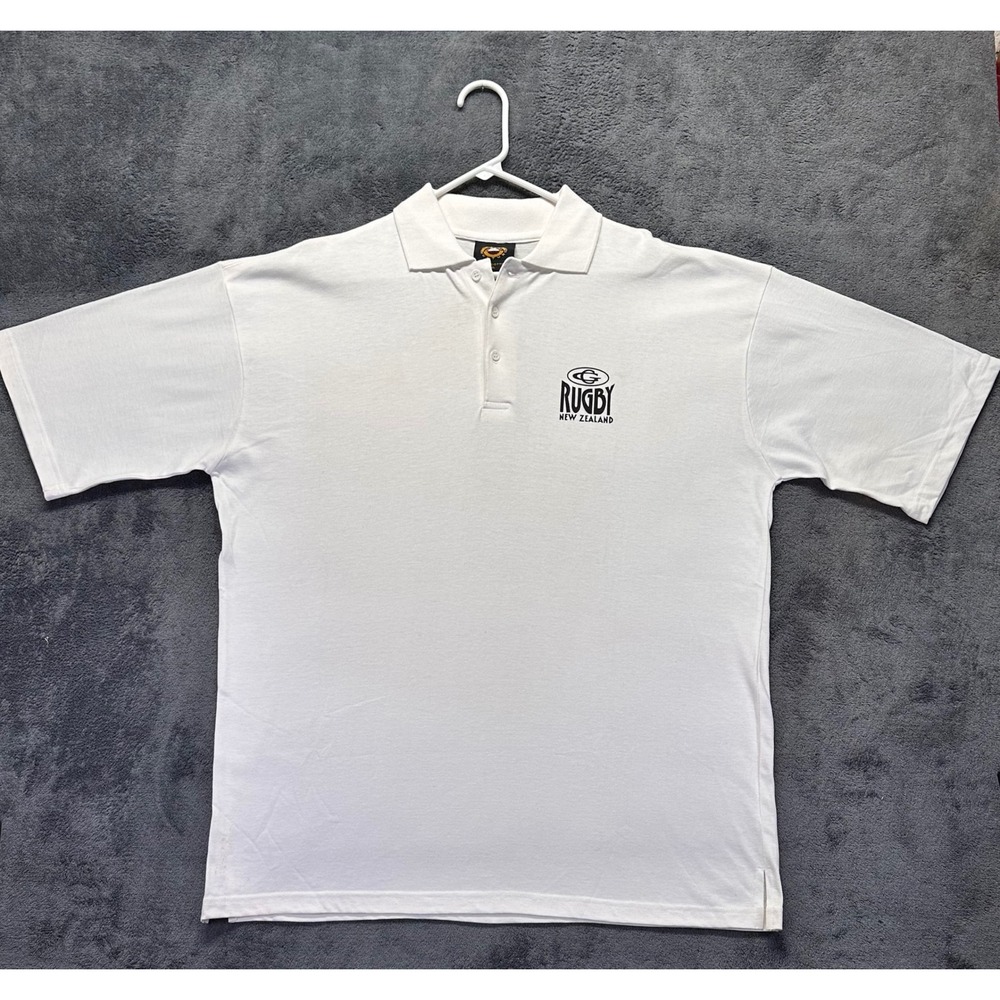 Vintage New Zealand Rugby Polo Shirt Mens XL 1997 Global Culture White NWT 90s